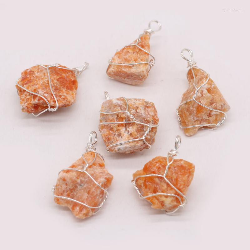 

Pendant Necklaces Wholesale10PCS Natural Semi-precious Stone Yellow Crystal Bud Wrapped Silver Making DIY Necklace Earrings Jewelry GiftsPen