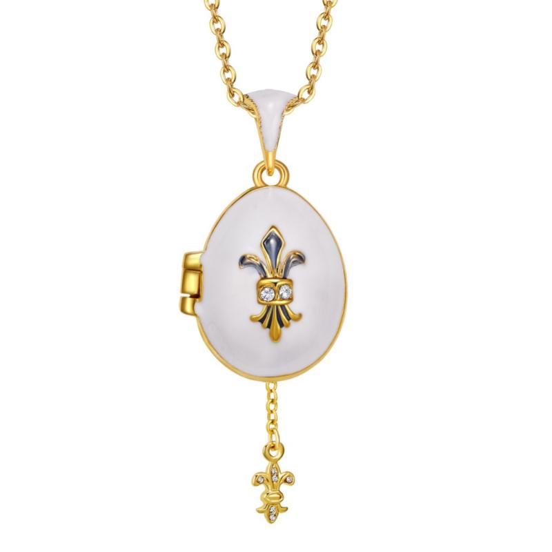 

Pendant Necklaces Enamel Handmade Jewelry Locket Brass Vintage Egg Sword Crystal Necklace Gift To Women Girls Two Methods Of WearPendant