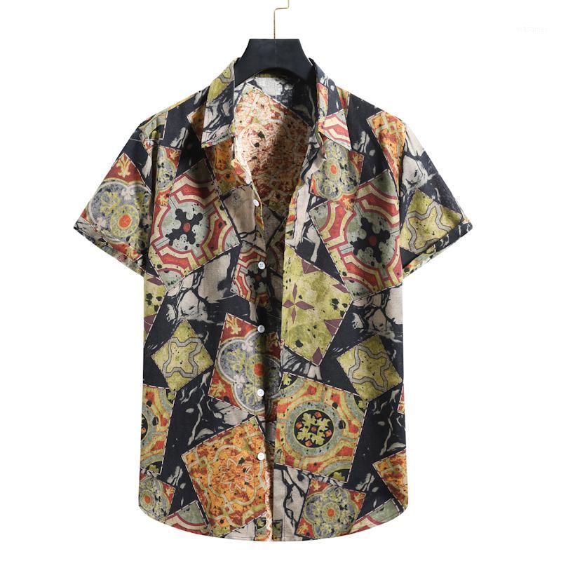 

Men' Casual Shirts 2022 Beach Printing Short Sleeve Hawaiian Shirt Summer, As pic