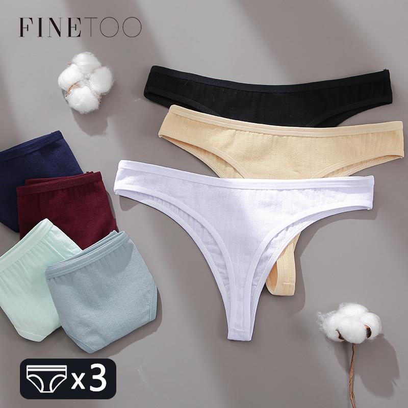 

Finetoo Cotton Thongs Women Womens Panties 3pcs Set Soft T-back Underpants -xl Ladies G-string Underwear Low Waist Panty Lingerie, Set 27