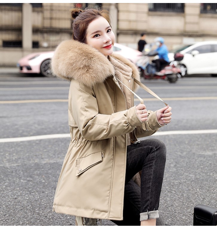 

2022 Winter Jacket Women Large Natural Fur White Duck Down Coat Thick Parkas Warm Sash Tie Up Zipper Down Snow Outerwear, Red