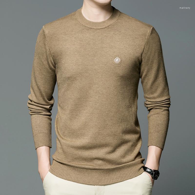 

Men's Sweaters Men 'S Autumn And Winter Solid Color Knitwear Crew Neck Casual Simple Sweater Knitted Thermal Bottomming Shirt Embroider, Black