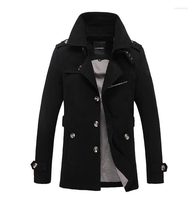 

Men's Trench Coats Brand Male Overcoat Long Jacket Coat Men Men's Trenchcoat Windbreaker Outwear Cotton Fabric ClothingMen's Nadi22, Black