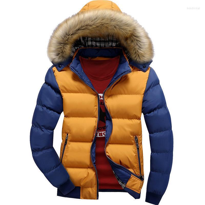 

Men' Wool & Blends Winter Faux Fur Jacket Men Padded Parka Russia Man Coat Artificial Zipper Pockets Warm Thick Hooded Parkas Snowjacket Ke, Khaki blue