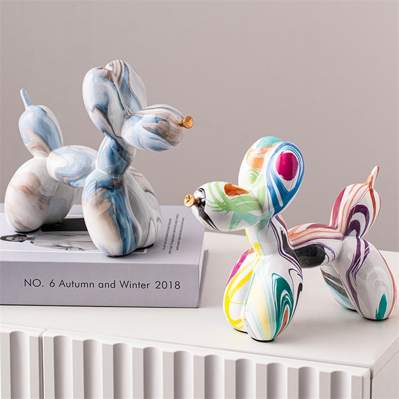 

Nordic Resin Animal Sculpture Balloon Dog Statue Home Decoration Accessories Kawaii Room Office Standing Figurine 220816