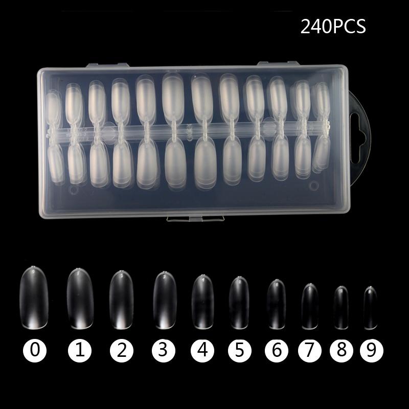 

False Nails 240pcs/box High Quality Folding Without Trace Frosting Full Cover Oval Fake Tips Manicure Tool 10 Size Press On, 73c240mw