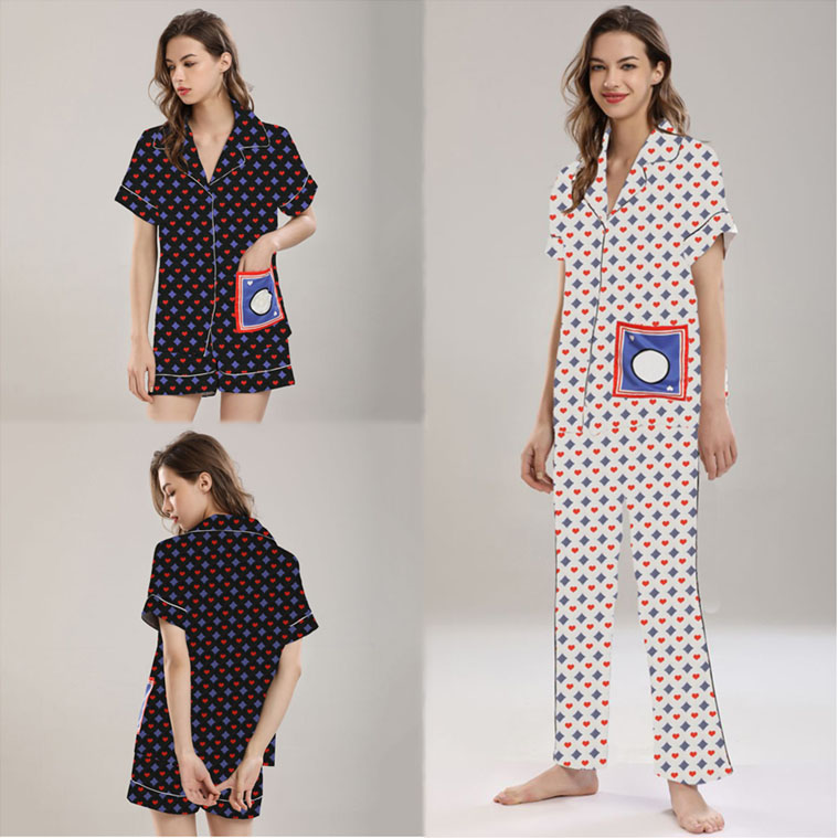 

Designer Print Womens Nightwear Pyjamas Home Clothes Sets Plus Size Ladies Sleepwear Thin Breathable Shirts Shorts Two Piece, Please contact me to look real pics