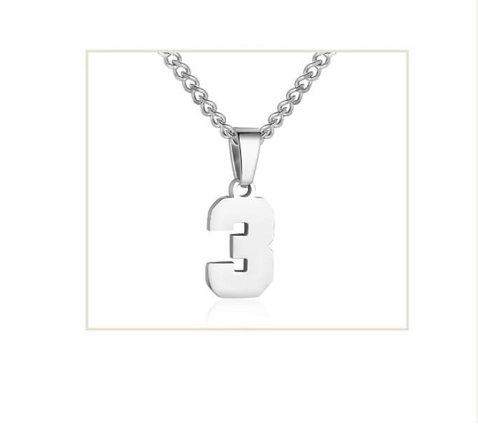

Titanium Sport Accessories Number Necklace for Boy Silver Athletes Chain Stainless Steel Charm Pendant Personalized Sports Jewelry Basketball Baseball Football