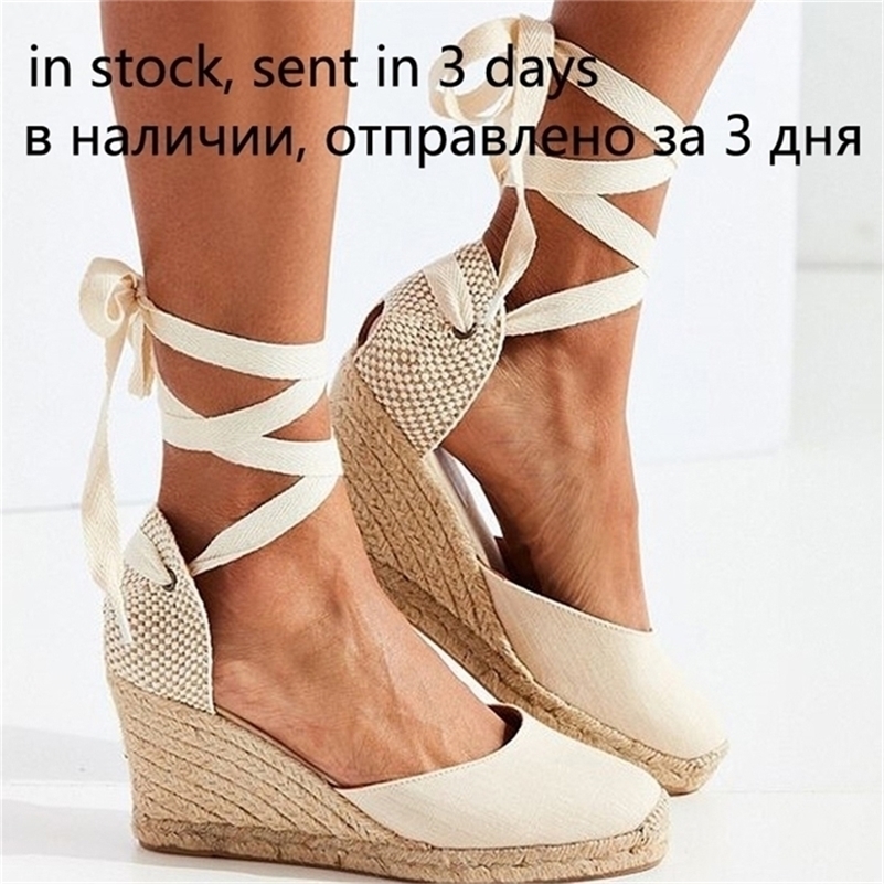 Women's Espadrille Ankle Strap Sandals Comfortable Slippers Ladies Womens Casual Shoes Breathable Flax Hemp Canvas Pumps S20326