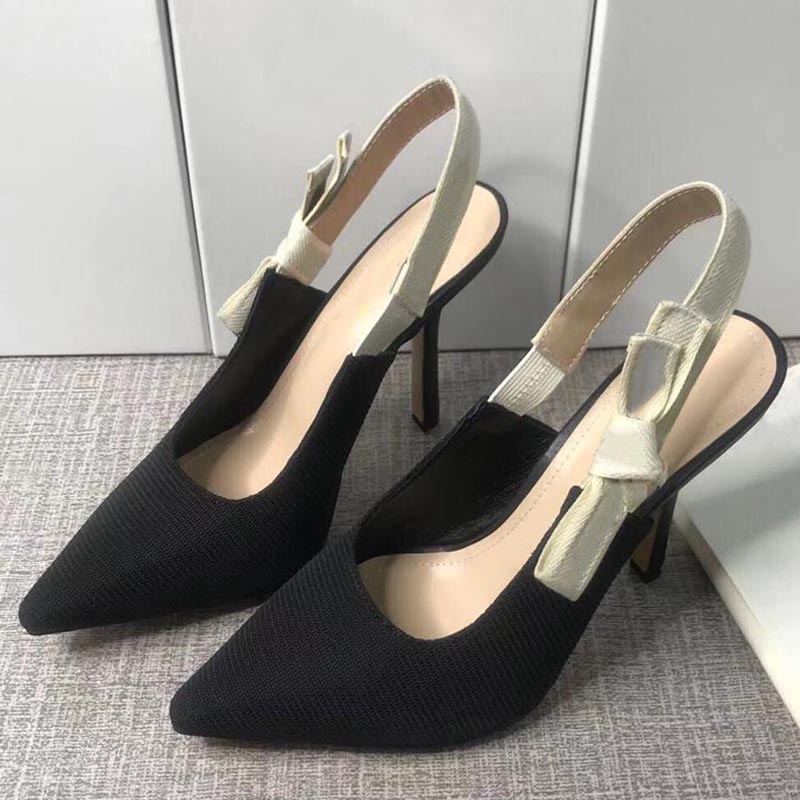 

Designer sandals stiletto heel summer ladies high-heeled sandals with pointed toe beautiful bowknot fashion women's shoes canvas women's, Heel 6.5