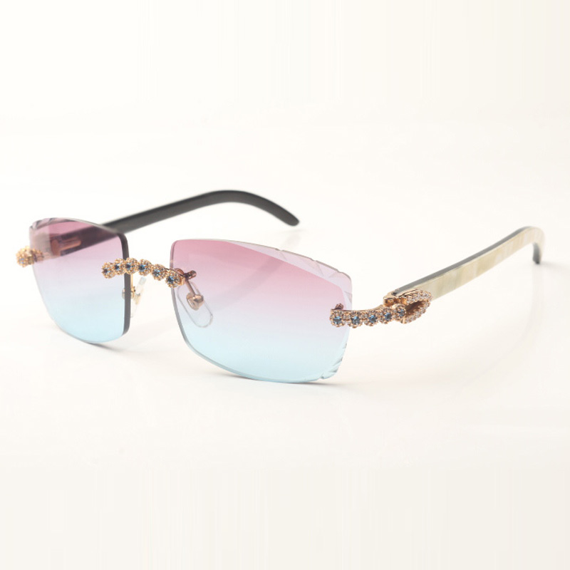 

New Bouquet blue diamond 3524015 Buffs sunglasses natural mixed horn temples and 58mm cut lens thickness 3mm