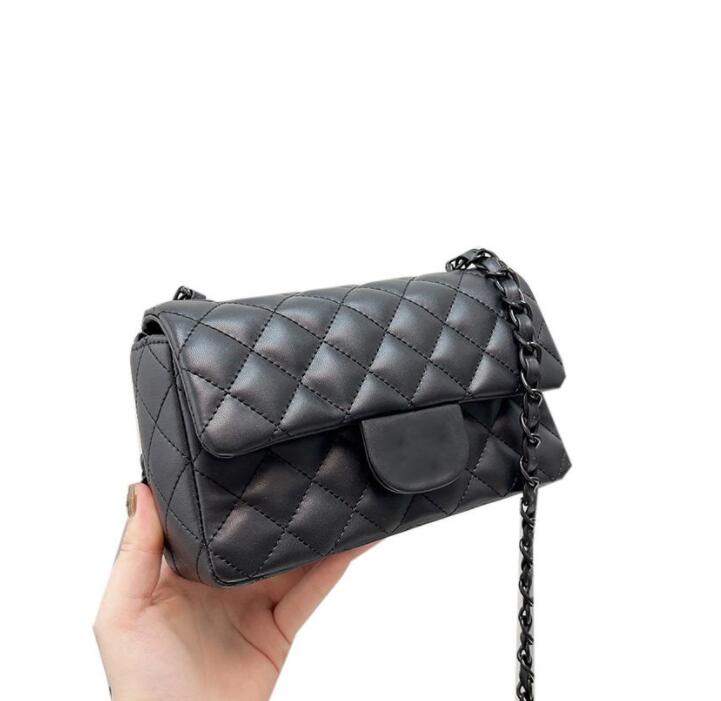 

TZ Women's Designer Classic Mini Flap Black Panda Bag Genuine Leather Quilted Matelasse Chain Crossbody Outdoor Sacoche Cosmetic Case Luxury handbag 17/20CM, Black 17cm