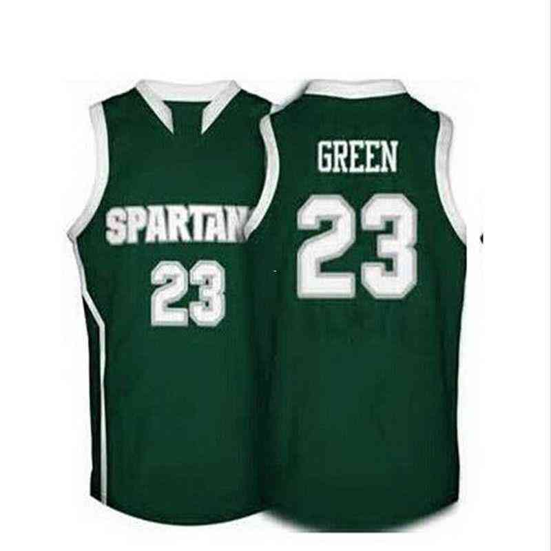 

Michigan Cheap State Spartans # 23 Draymond Green Basketball Jersey White Green Men's Customize Any Size Number and Player Name