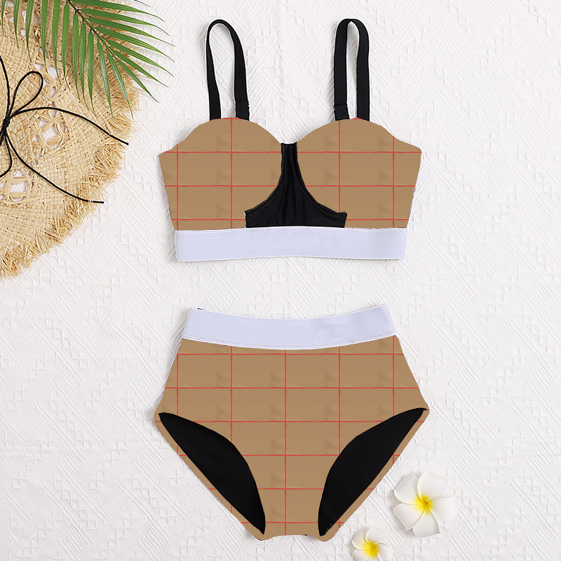 

Designer Padded Women Swimwear Summer Bikinis Set Fashion Stripe Bras Thongs Beach Style Breathable Two Pieces Swimming Clothing, As pic