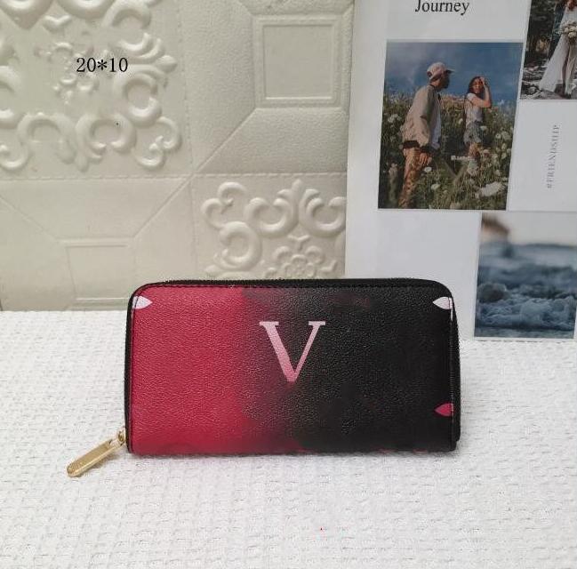 

Fashion womens wallets gradient color design classic long zipper top wallet high quality lady purse, Pink