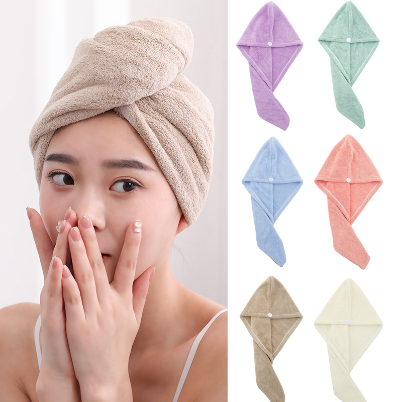 

Microfiber Coral Fleece thickening Hair Drying Towel Hat Turban Super Absorbent Amazing Magic Quick-drying Hair Shower Cap Bath Towels, Mix color