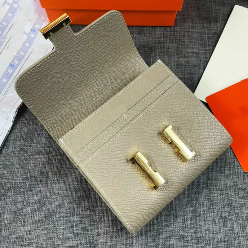 

5A+ Top Designer Brand Wallets Original Wholesale Ladies Leather Zipper Long Short Coin Purse Classic Fashion Casual Card Holder Credit Card Cash Bag H Gold Buckle, Orange