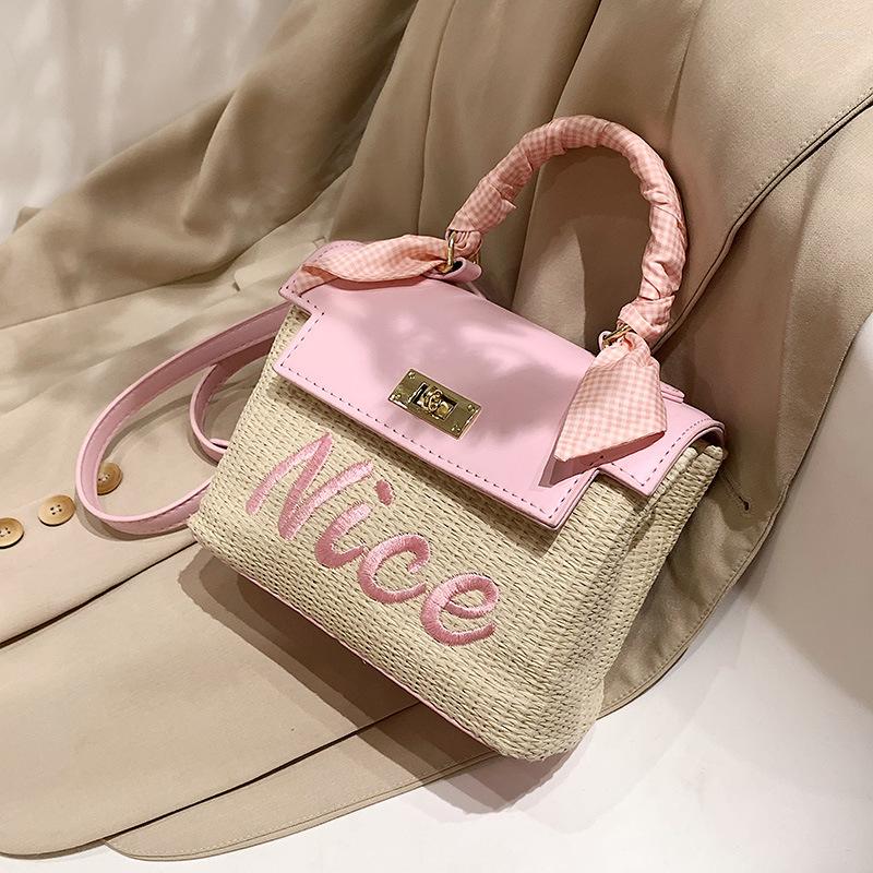 

Shoulder Bags Straw For Women Brand Square Bag Fashion Purses And Handbag Luxury Designer Crossbody Cute SatchelsShoulder, Pink shoulder bag