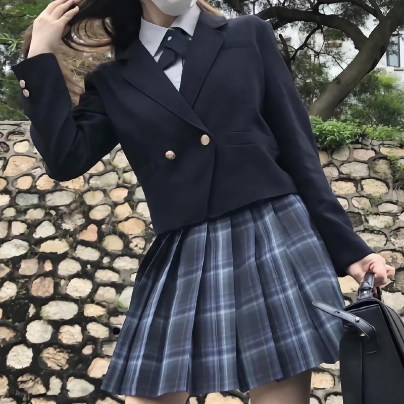 

Clothing Sets Colors Women Early Autum Formal Blazers Japanese Long Sleeves Short Suit Girl Pockets Jackets Coat JK High School UniformsClot, Black