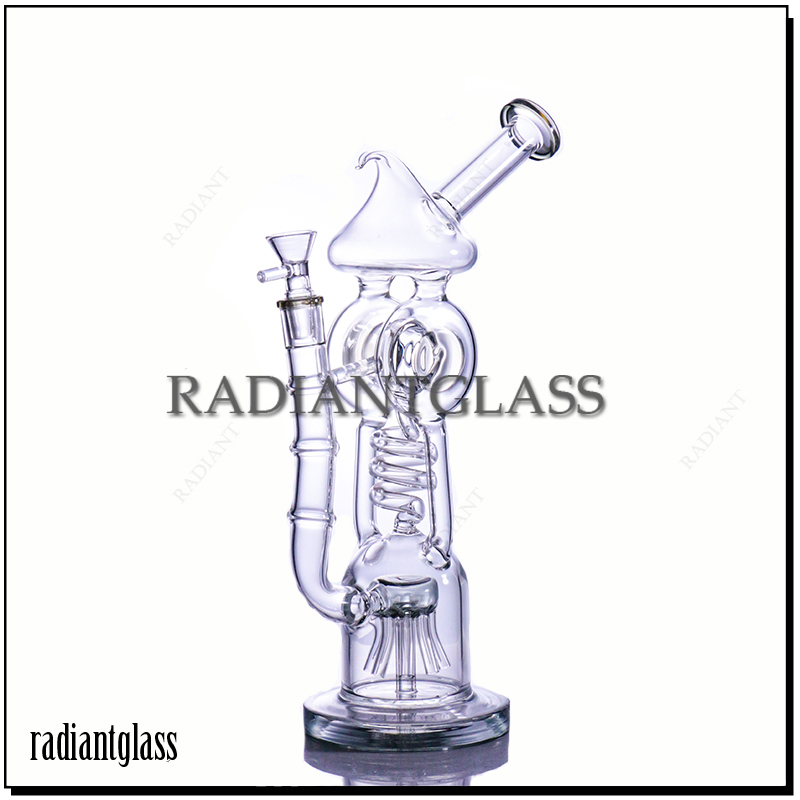 

12 inches Recycler Bong Dab Rigs Big Glass bongs Thick Water Pipes Tobacco Hookahs With 14mm Bowl