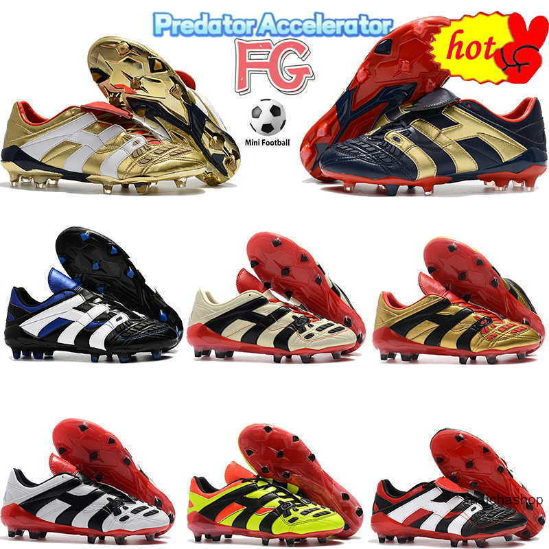 2022 Classic Predator Accelerator FG Soccer Chaussures Men de football noir blanc Obsidian Gold Beige Volt Red Mens Designer Sports Sneakers