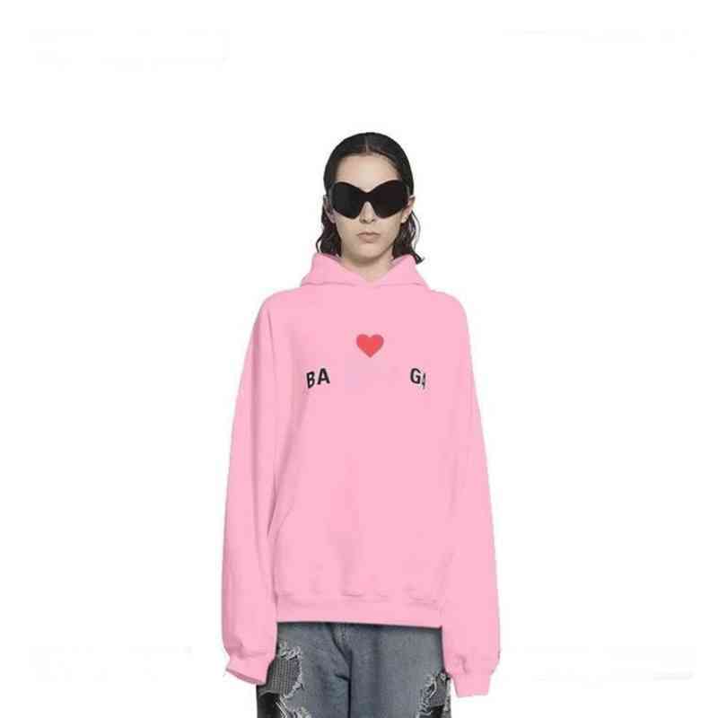 Designer Balanciagas Hoodie Luxury Cotton Paris Classic Loving Heart Printing Mens and Womens Couple Sweater Loose BB Balenciga Hooded Sweater Ja
