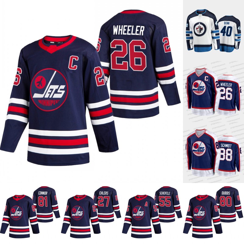 

Winnipeg Blake Wheeler Jets Jersey Hellebuyck Nate Schmidt Nikolaj Ehlers Kyle Connor Mark Scheifele Pierre-Luc Dubois Adam Lowry Josh Morrissey Cole Perfetti, Youth reverse retro s-xl