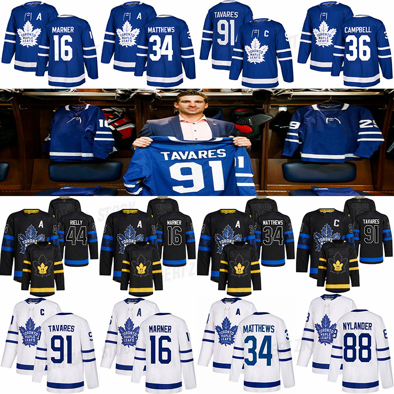 Toronto''Maple''Leafs'' hockey jersey 34 Auston Matthews 91 John Tavares 36 Jack Campbell 16 Mitchell Marner Altern