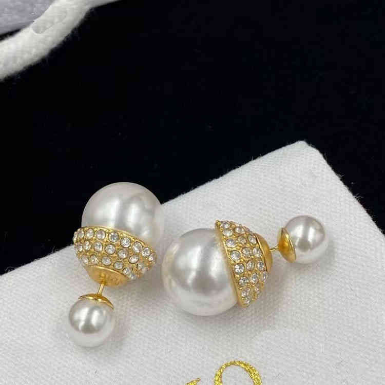 d Family New Size Pearl Rhinestone Dijia 925 Silver Needle Female 2022 Tide Brand Fashion Design Necklace Bracelet Ring Stud Earrings