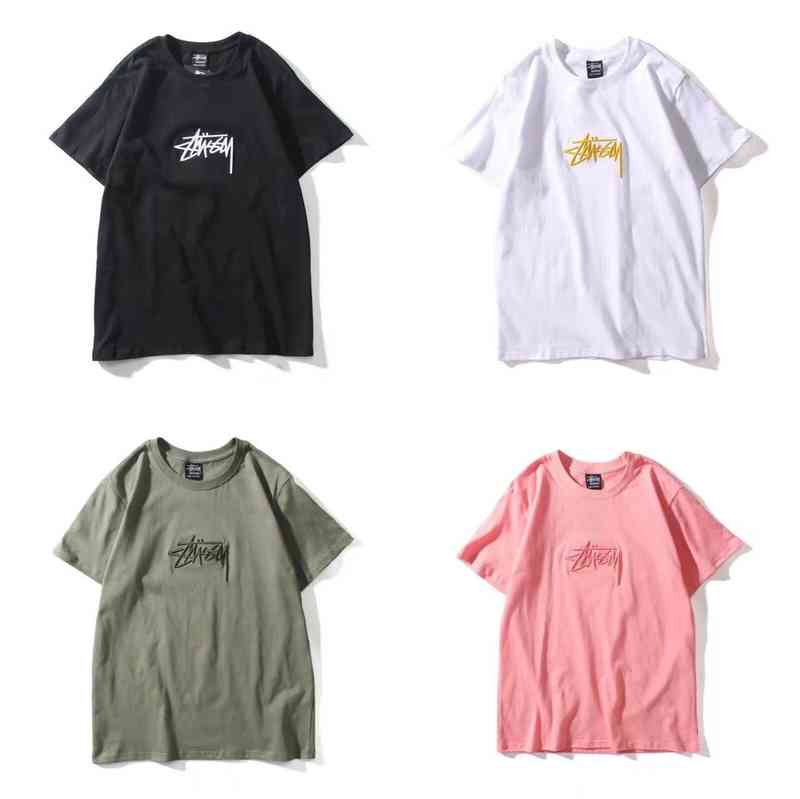 

Summer Stusy European And American Fashion Brand Embroidered Cotton Versatile T-shirt Classic Couple Men And Women With Short Sv M-2XL, 00