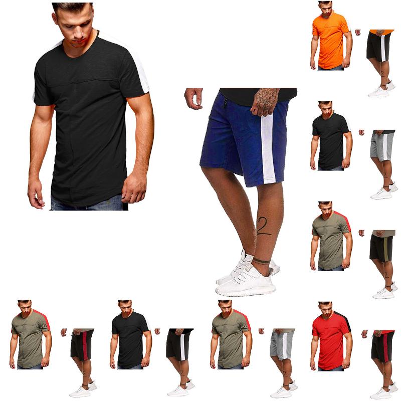 

Men's Tracksuits Summer Man Set Harajuku Solid Color Round Fashion Hip Hop Collar Sportswear Casual, Blue