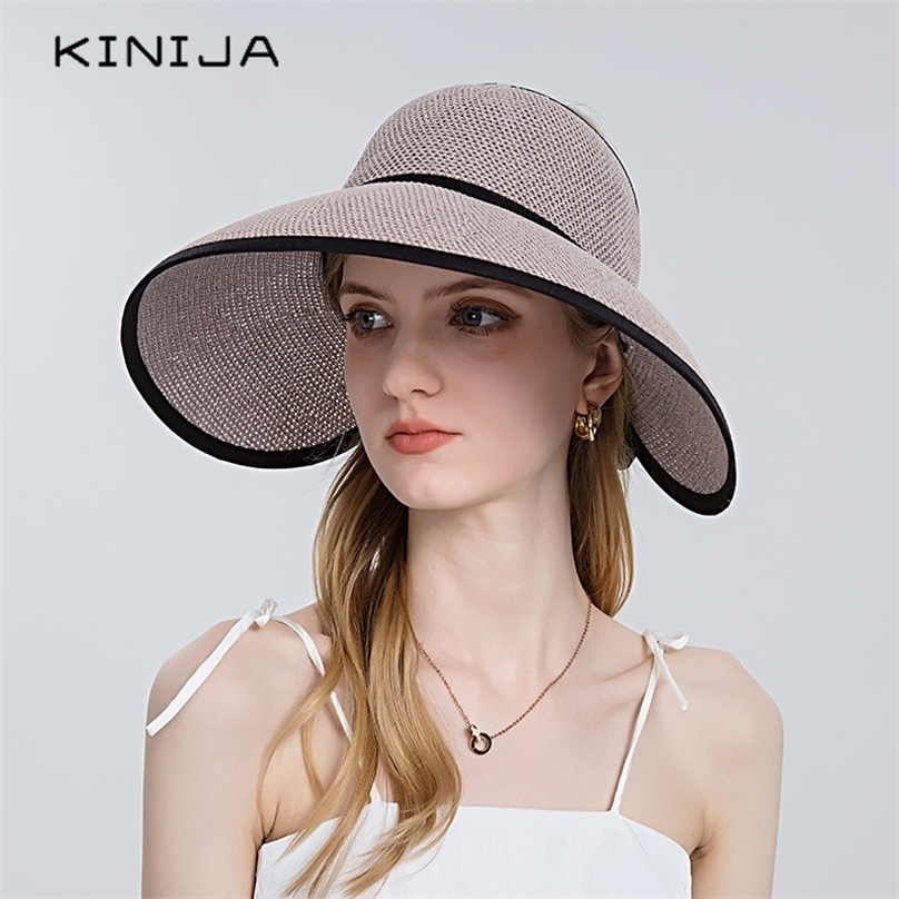 

Women ummer Large traw Floppy Vior Wide Brim un Bowknot Foldable Hat Beach UV Protection Cap Overized 220613, Pink