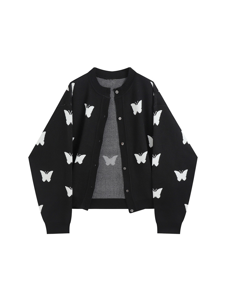 

Gothic Style Fashion Oversized Black Cardigan For Women Sweater Long Sleeve V-neck Harajuku Loose Vintage Knitwear Tops Coat