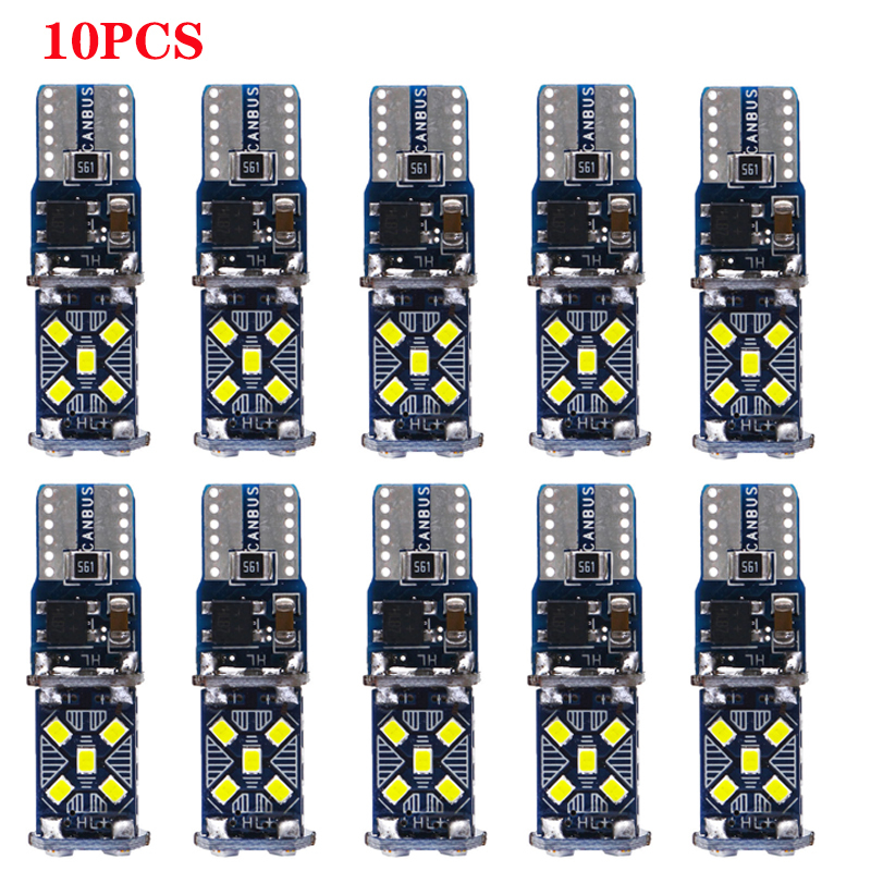 

New 10PCS DC 9-28V Canbus W5W Car Light Clearance T10 2016 15SMD LED No error Bulbs trunk signal 194 White Ice Blue Red Amber Pink