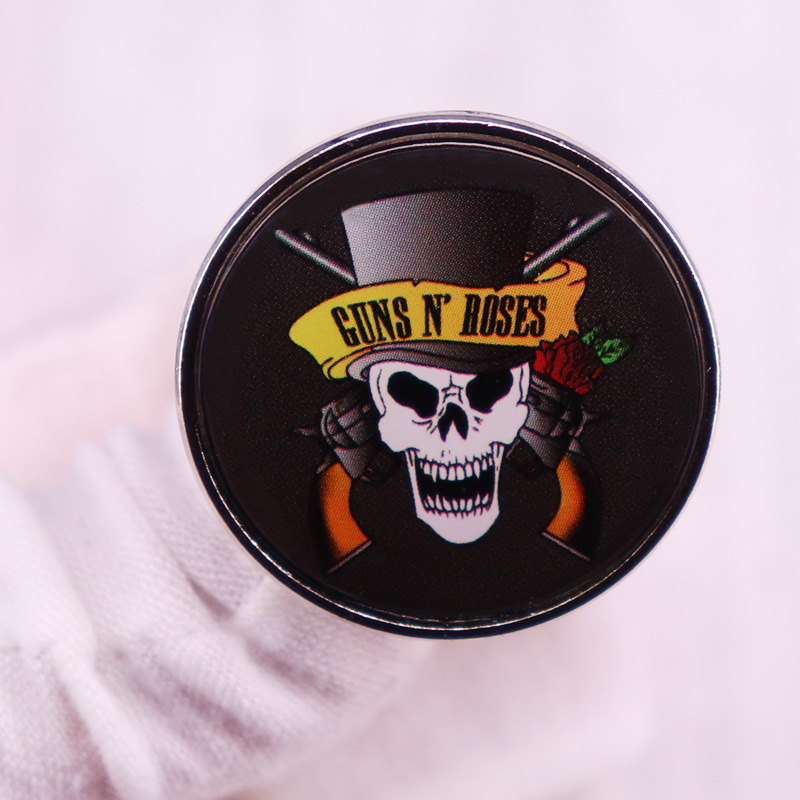 Guns N Roses Skull Pins Steampunk Music Rock Band Brooch Badge