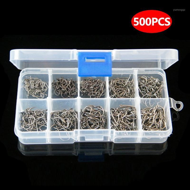

500pcs Set Box Fishing Hook Jig With Hole High Carbon Steel 3#-#12 Fishhooks Tackle Tools Accessories X603B