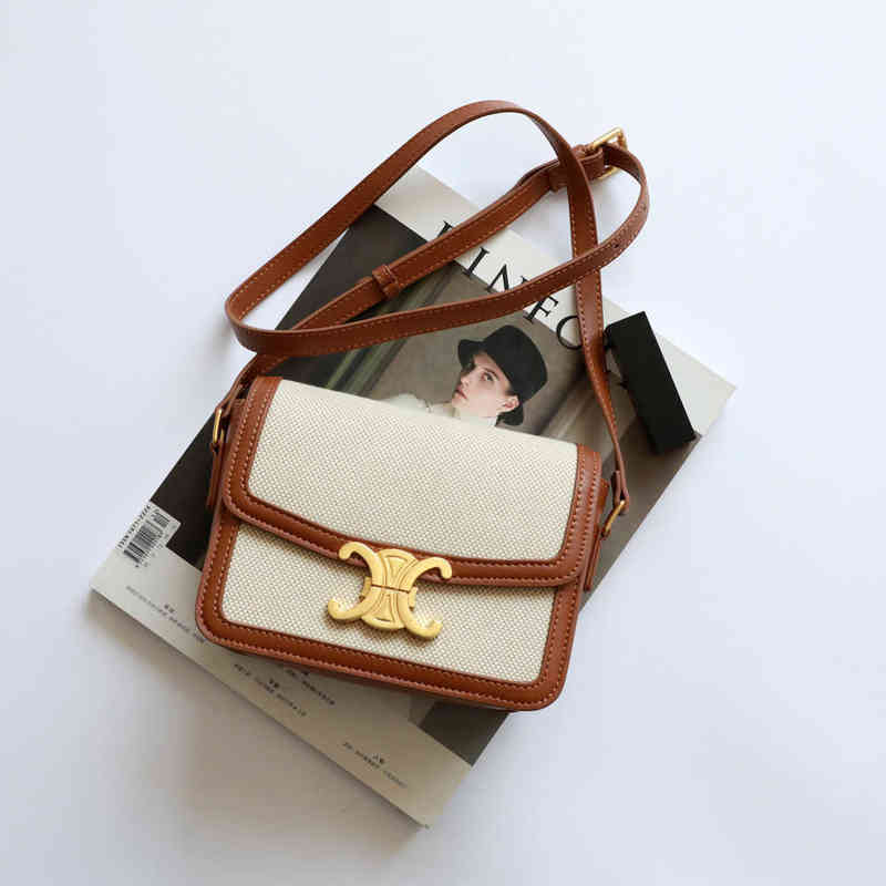 

Factory Direct Sale New Brand Ladies Bags Wholesale Leather Arc Small Square Tofu Shoulder Messenger Women's, Canvas brown
