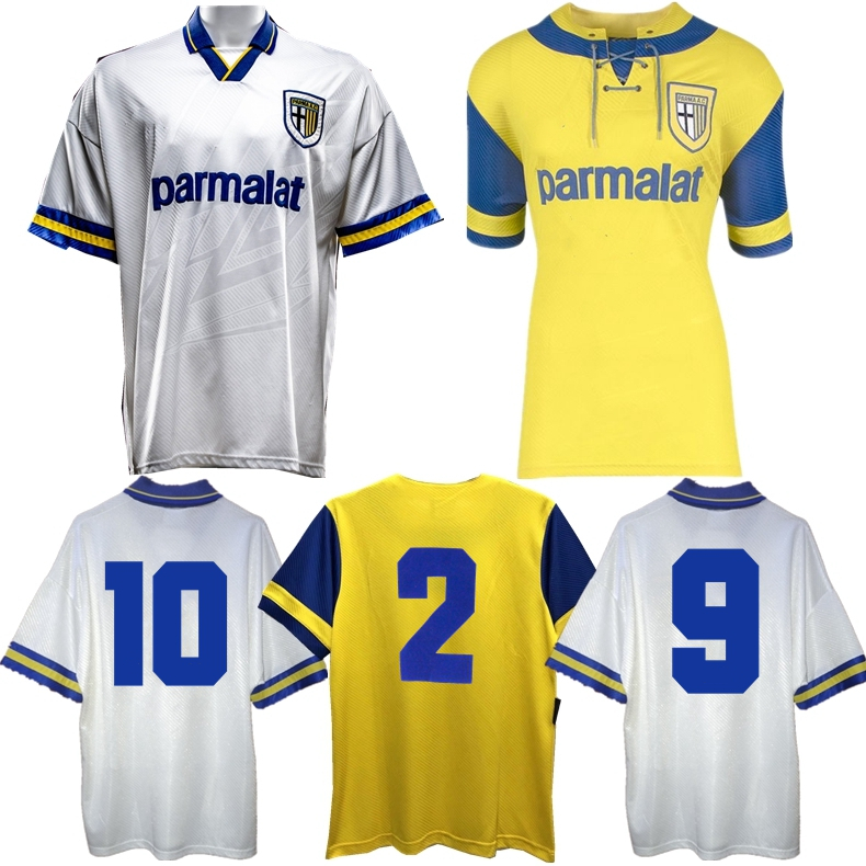 

1993 1995 Parma retro soccer jersey 93 94 95 Asprilla Zola Brolin Dino Baggio Crippa Minotti Sensini classic vintage home away football shirt, 93 95 home jersey