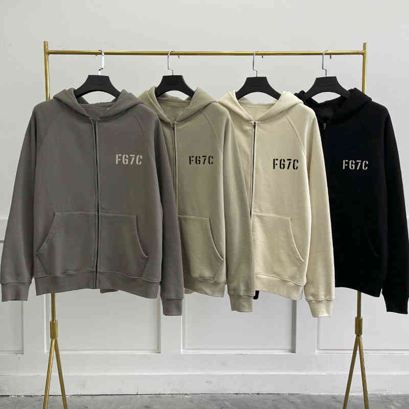

Fg7c Oversized Zip Hoodie Men and Women' Sweatshirt with Hood 100% 1:1 Hip Hop Streetwear Essentials Up Couple Dress, Charcoal grey