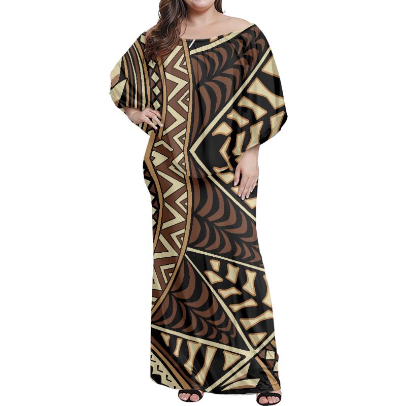 Casual Dresses Sexy Strapless Women Party Elegant Summer Club Bodycon Samoan Puletasi Polynesian Design Frill DressCasual