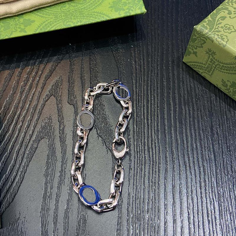

Silver Letters Links Bracelets Personality Hollow Chain Bracelets Men Women Brand Bangles Luxury Charm Couple Bangle Jewelry