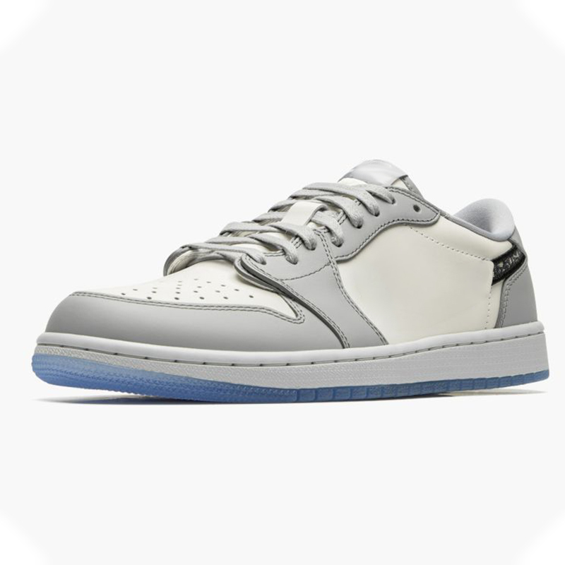 

Mens Womens Jumpman 1 Low Retro D1R0 Basketball Shoes Top Quality Sports Sneakers Real Leather Color Light Smoke Grey Skateboard Shoe Size 36-47 Available, Box