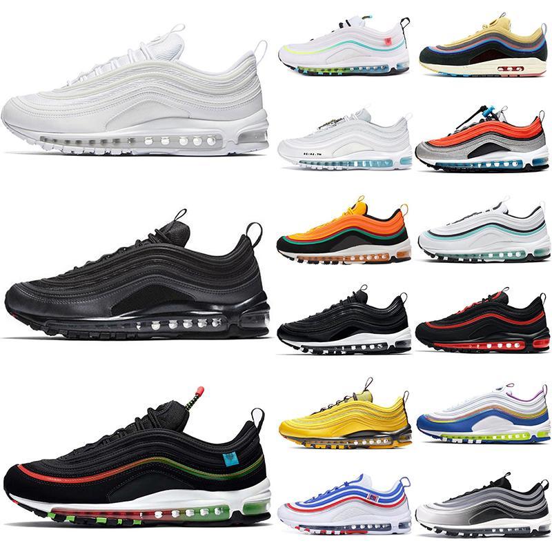 

Designer Running Shoes 97 mens MSCHF x INRI Jesus Sean Ghost triple black white 97s silver throwback Halloween Gold Mens Trainers Outdoor Sneakers, 58