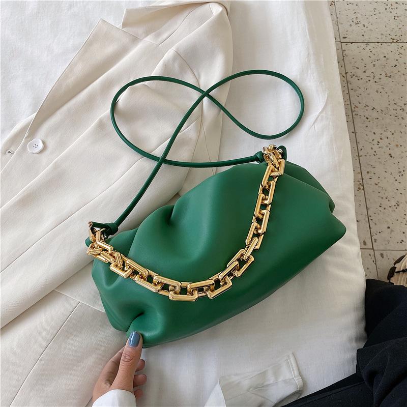 

Evening Bags Retro Cloud Pleated Bag Solid Simple Chain Shoulder Women Luxury Designe Handbag Female Soft PU Leather Armpit BagEvening, Black