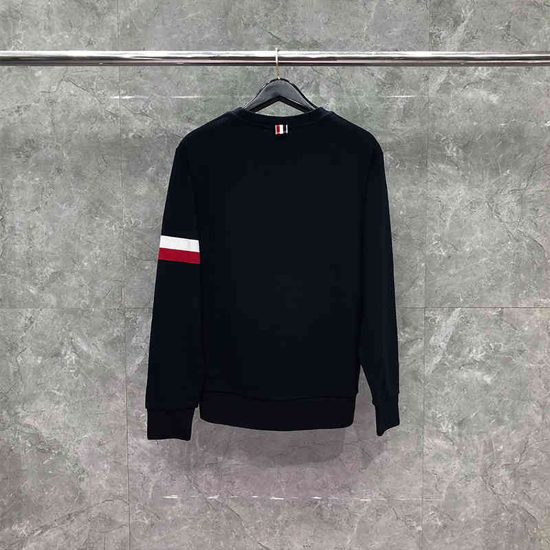 Tb Thom Men's Sweatshirt Autunm Winter Hoodies Clothing Fashin Brand Cotton Red and White Stripe Sweatshirts Pullovers Coats