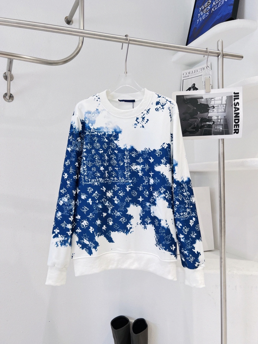 

High quality FW winter autumn designer men hoodies flower blue print hooded fashion hip hop crewneck terry jumoer lovers women Asian size  S M L s2GU#