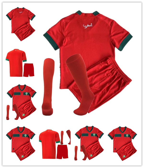 

New 2022 Morocco soccer jerseys home away 22 23 maillot de foot Ziyech Boufal FAJR Munir Ait Bennasser Amrabat football shirts kids kit