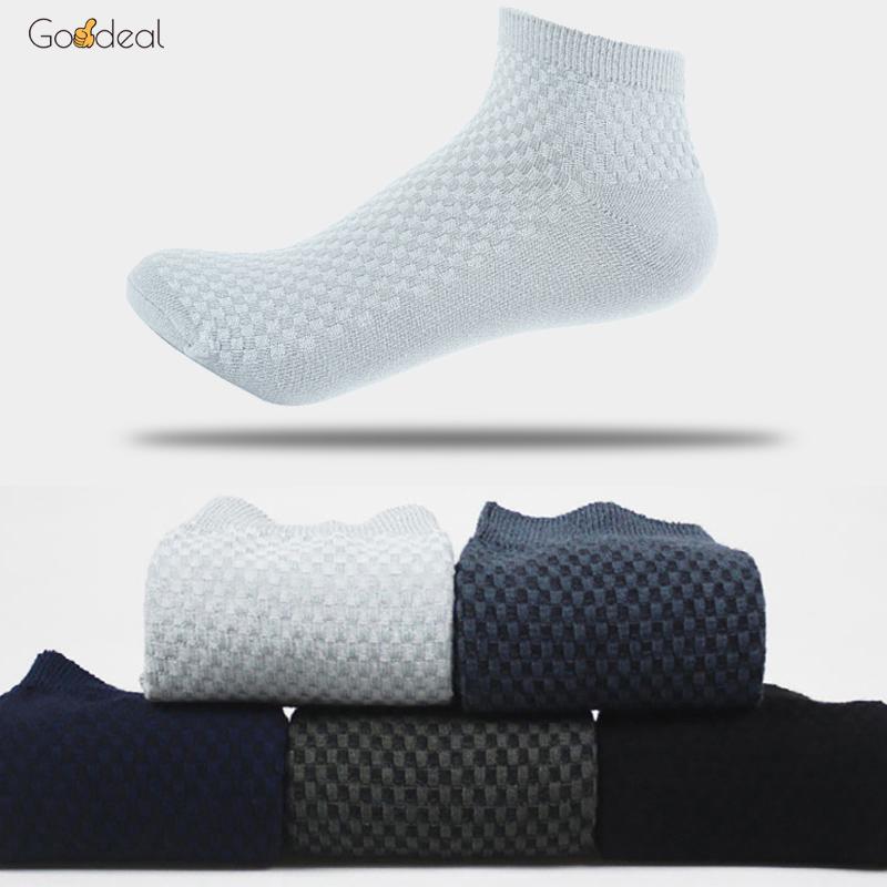 

Men's Socks Goodeal Brand 10Pairs/Lot Men Fiber Business Ankle Breathable Cotton Male Low Tube Solid Color Underwear EU 39-44, Black