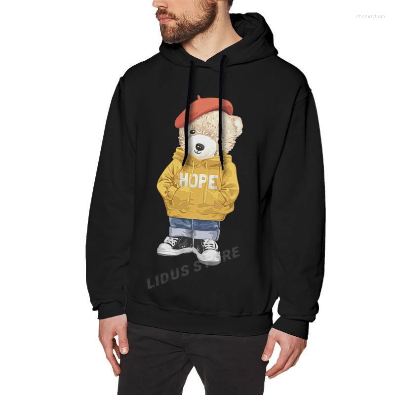 

Men's Hoodies & Sweatshirts Fashion Cartoon Teddy Bear Hoodie Harajuku Creativity Cotton Streetwear HoodiesMen's Imon22, Red