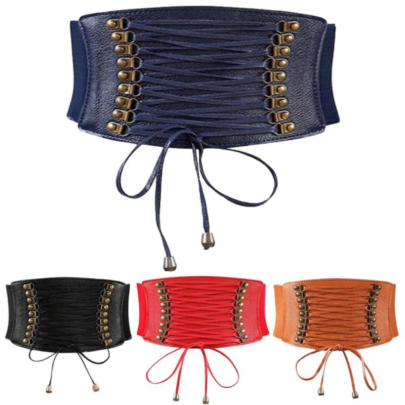 

Belts 2022 Corset Wide Pu Leather Slimming Body For Women Elastic Waist Tassel Belt Wedding Dress Waistband, Black